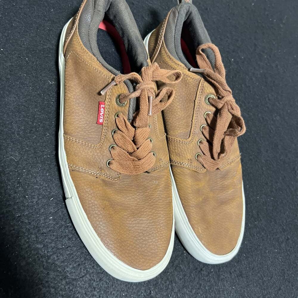 Levi's Men Alpine Stacked Low Top Sneakers Size US 10 Tan Brown Faux Leather